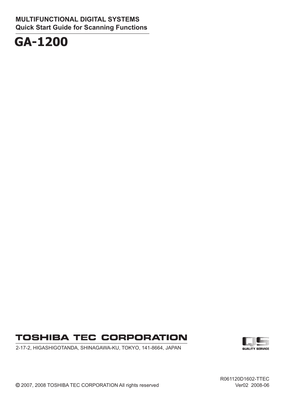 Ga-1200 | Toshiba GA-1200 User Manual | Page 42 / 42
