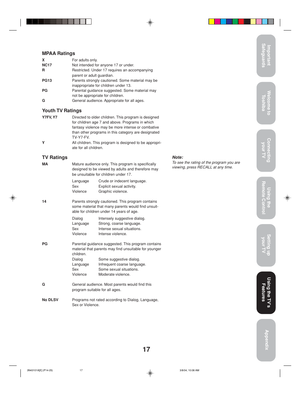 Toshiba 27A14 User Manual | Page 17 / 32