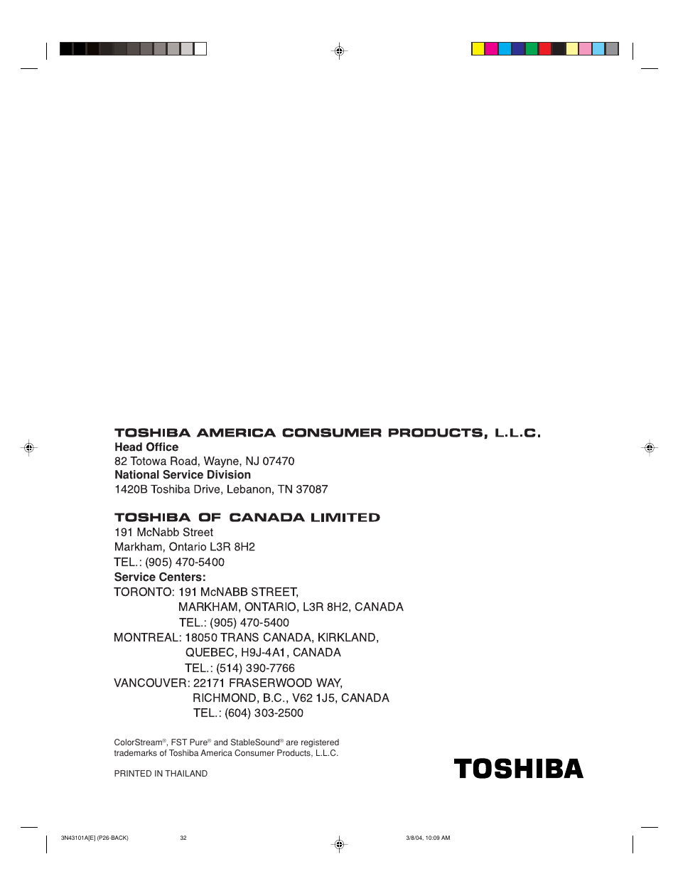 Toshiba 27A14 User Manual | Page 32 / 32