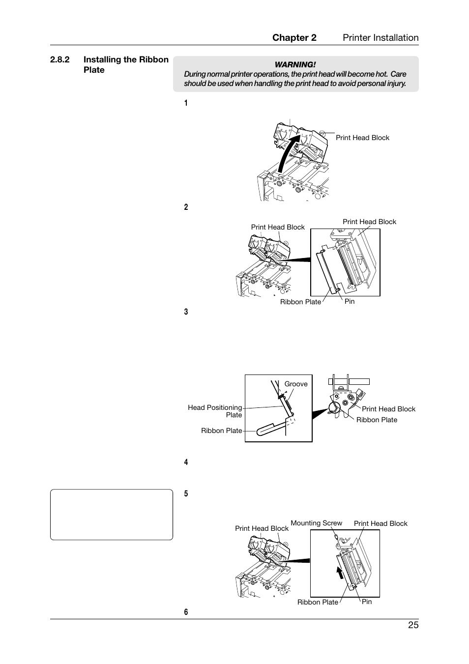 Installing the ribbon plate | Toshiba CB-416-T3-QQ User Manual | Page 33 / 122