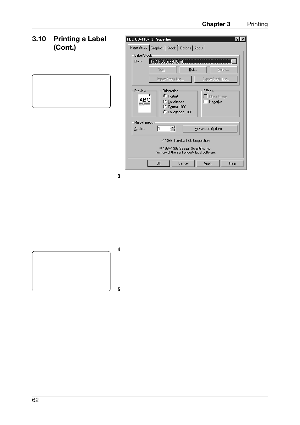 10 printing a label (cont.) | Toshiba CB-416-T3-QQ User Manual | Page 70 / 122