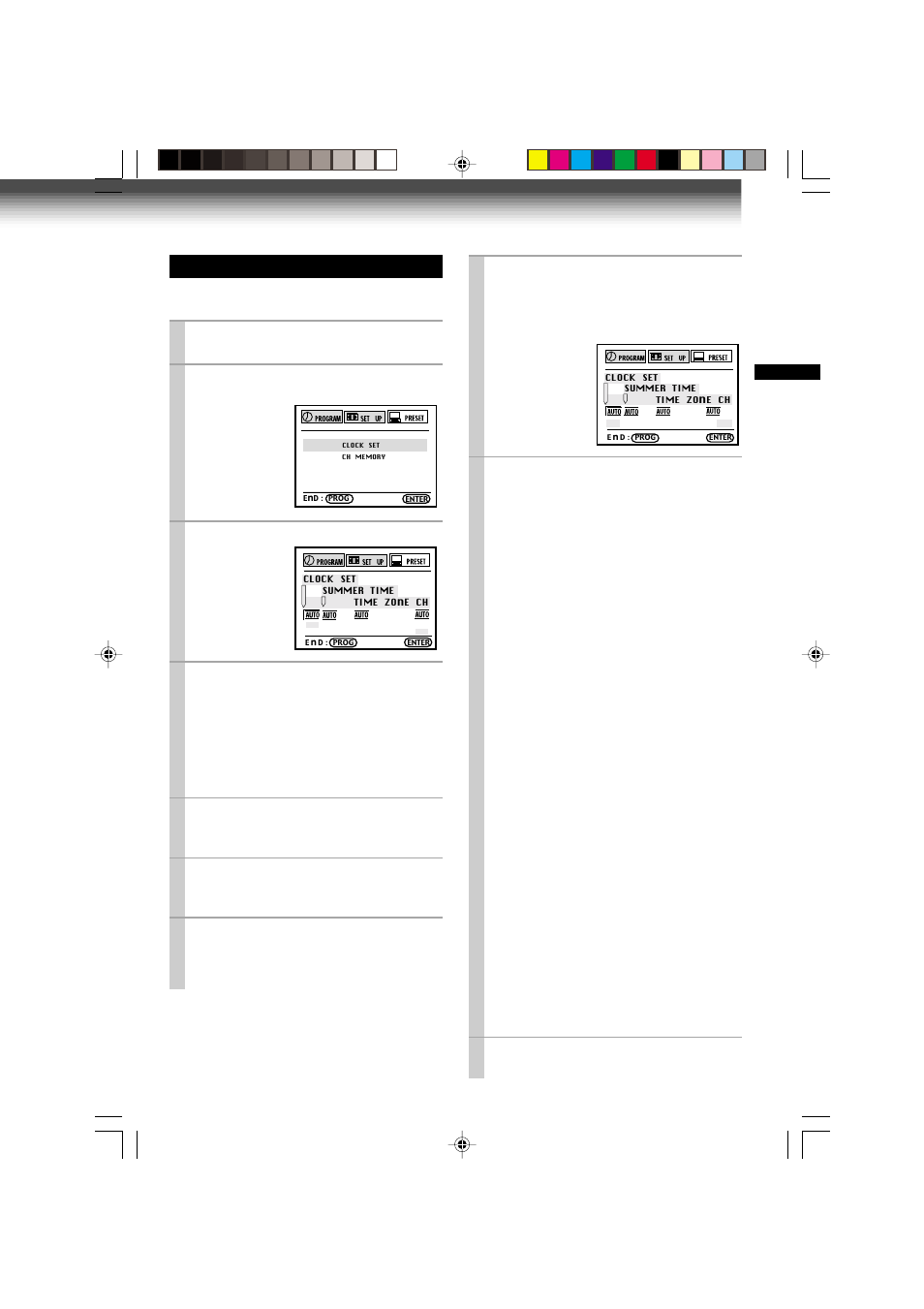 Setting the clock | Toshiba W-412 User Manual | Page 15 / 32