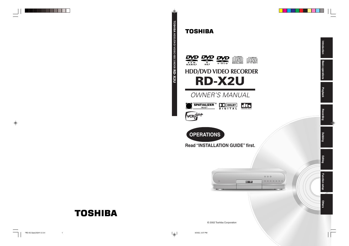 Toshiba RD-X2U User Manual | 44 pages