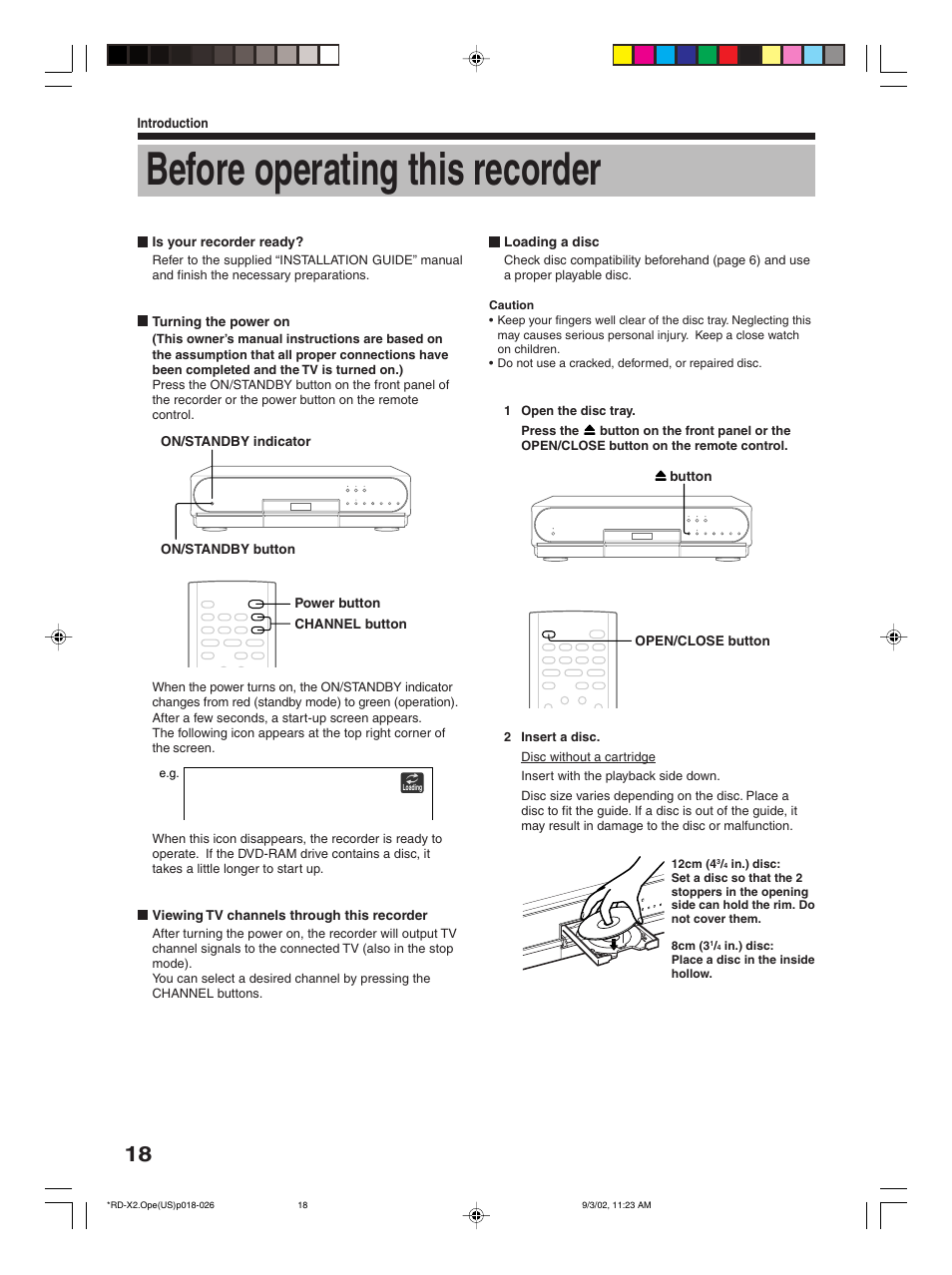 Before operating this recorder | Toshiba RD-X2U User Manual | Page 18 / 44
