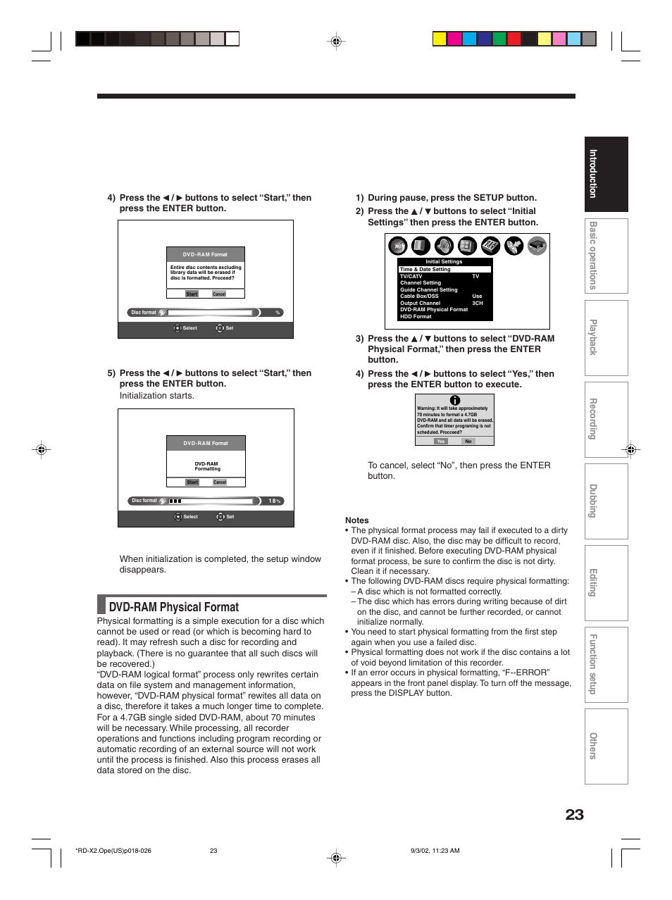 Dvd-ram physical format | Toshiba RD-X2U User Manual | Page 23 / 44