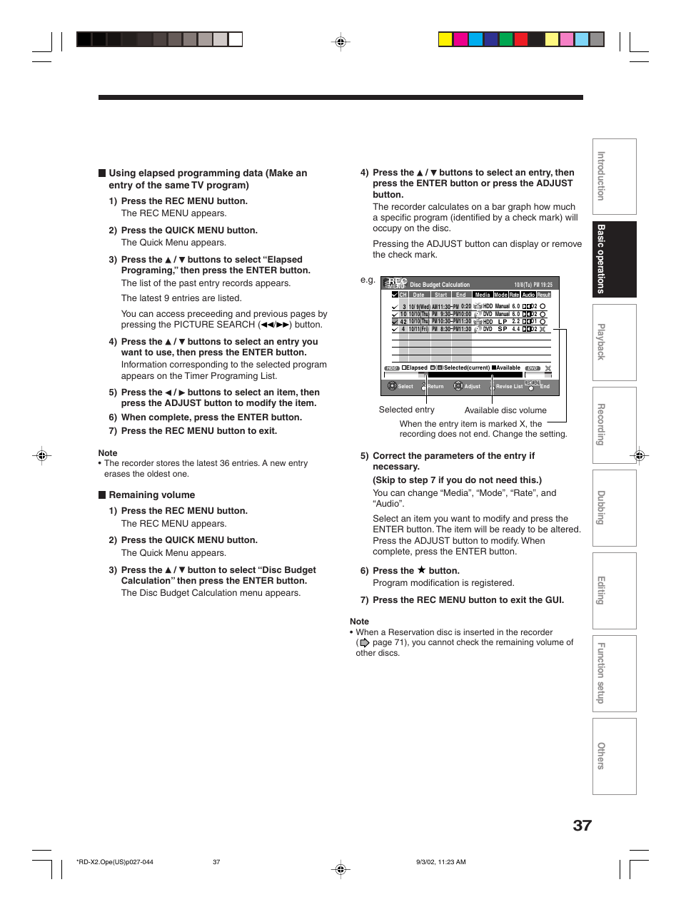 Toshiba RD-X2U User Manual | Page 37 / 44