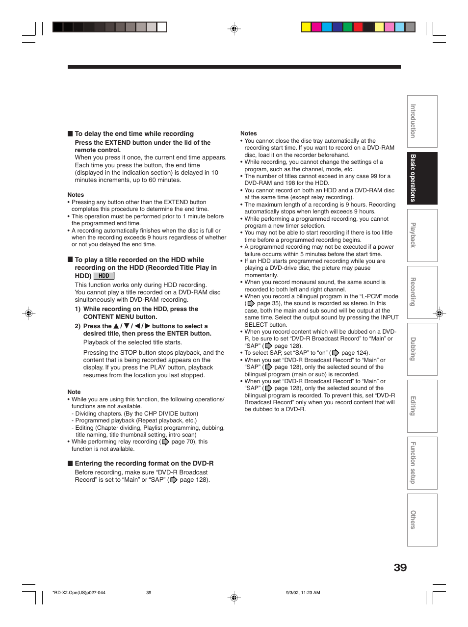 Toshiba RD-X2U User Manual | Page 39 / 44