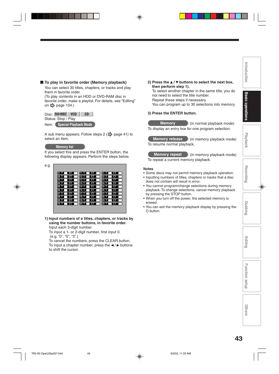 Toshiba RD-X2U User Manual | Page 43 / 44