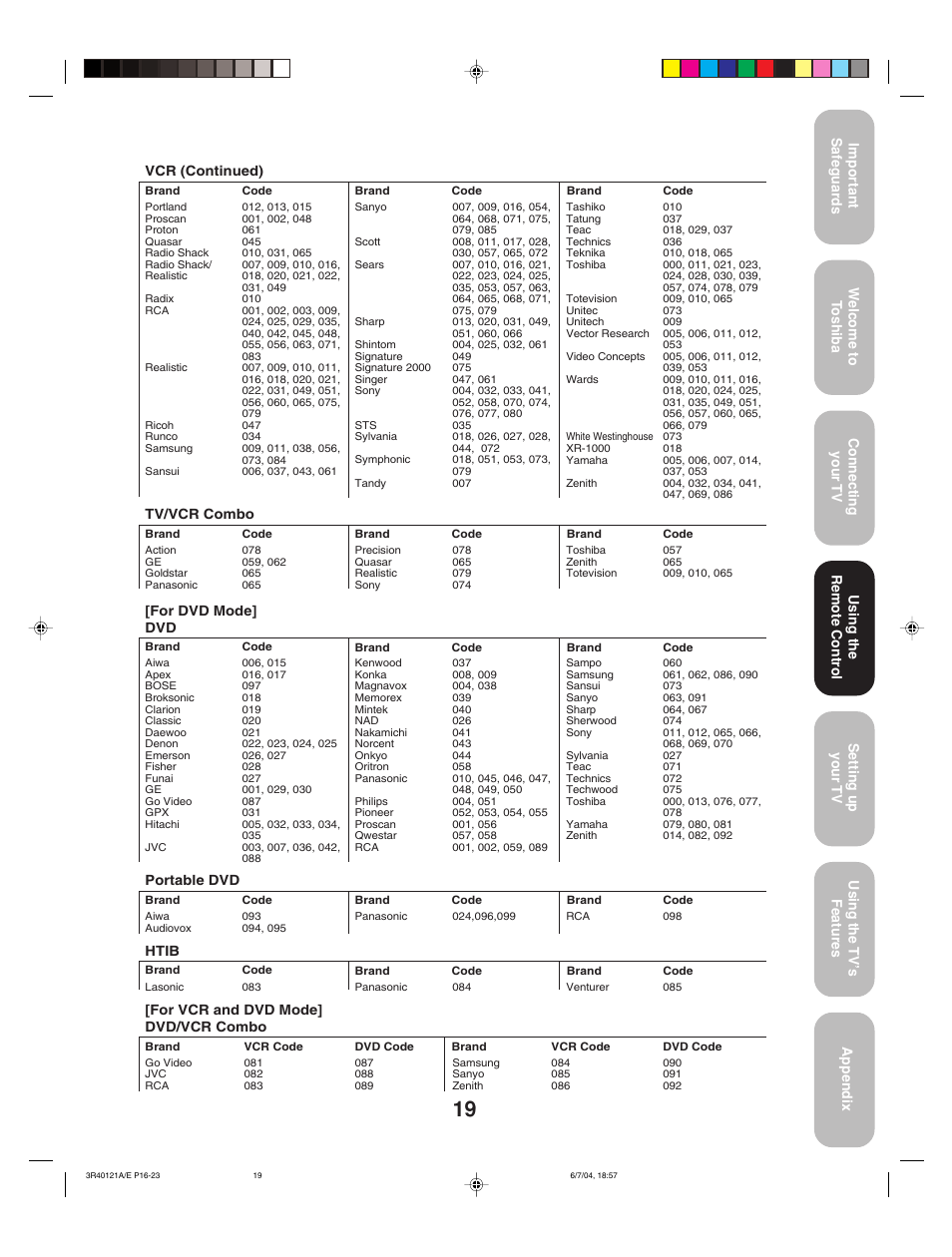 Toshiba 26HF84 User Manual | Page 19 / 46