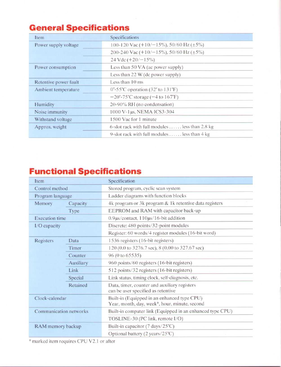 General specifications, Functional specifications | Toshiba EX100 User Manual | Page 6 / 9