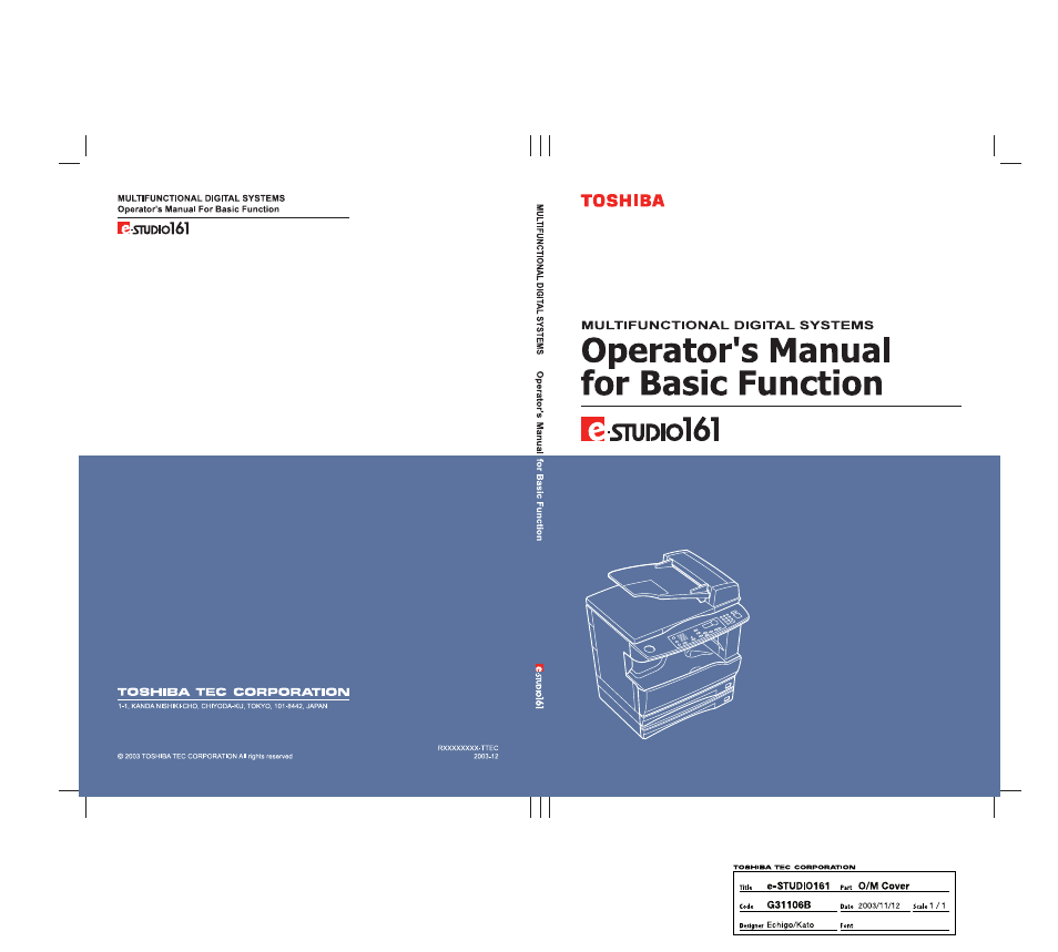 Toshiba e-STUDIO161 User Manual | 76 pages