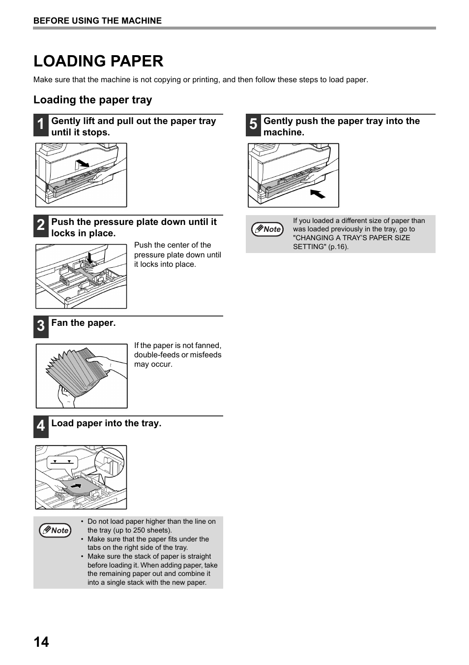 Loading paper, P.14) | Toshiba e-STUDIO161 User Manual | Page 20 / 76