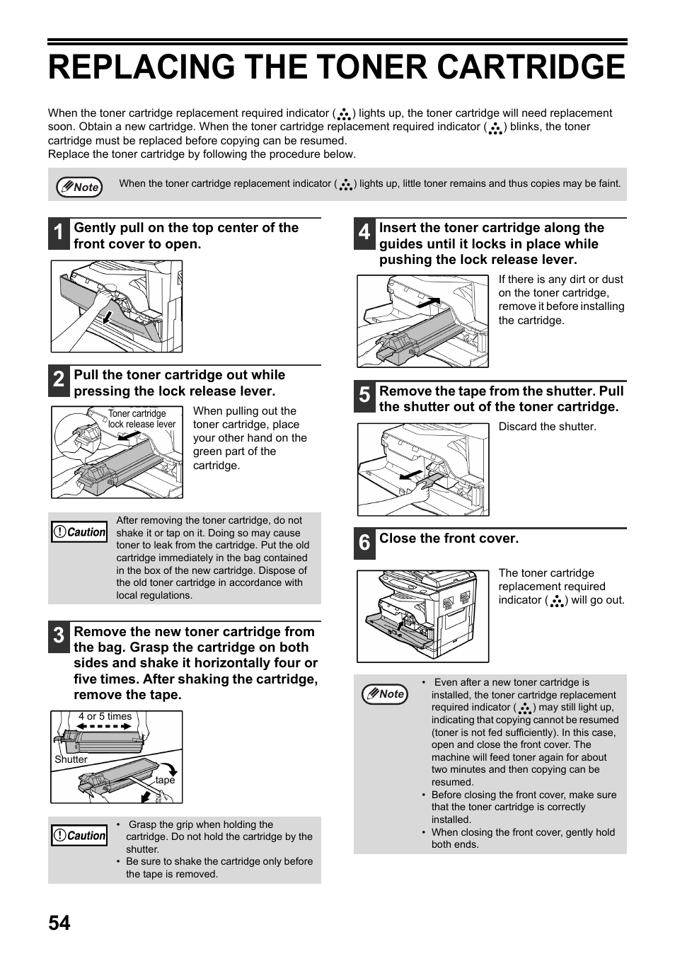 Replacing the toner cartridge, P.54, P.54) | Toshiba e-STUDIO161 User Manual | Page 60 / 76