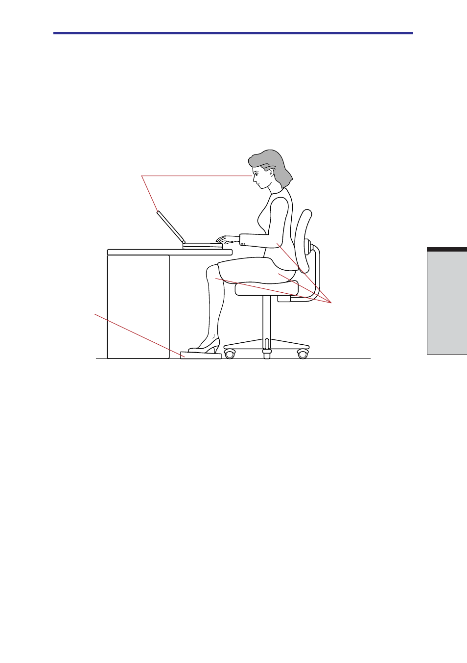 Seating and posture, Seating and posture -3, Setting up your work space | Toshiba A10 Series User Manual | Page 71 / 259