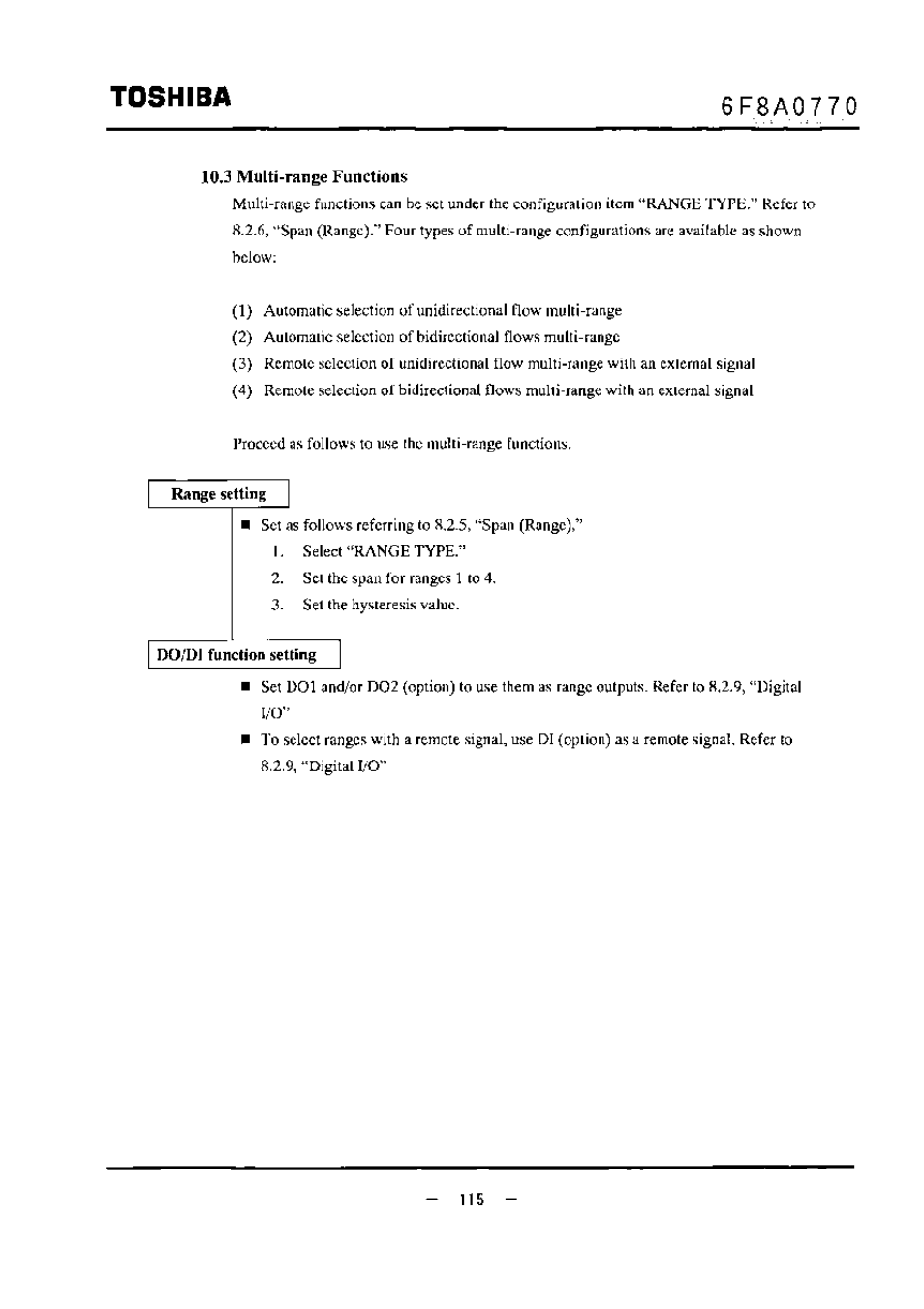 10,3 multi-range functions, Do/dj function setting, Toshiba | Toshiba LF434 User Manual | Page 116 / 158