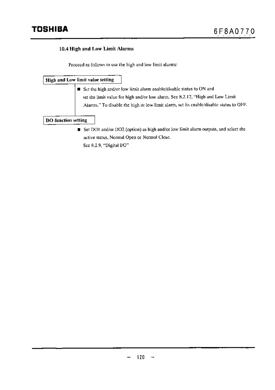 10»4 high and latw limit ajarnu, Toshiba | Toshiba LF434 User Manual | Page 121 / 158