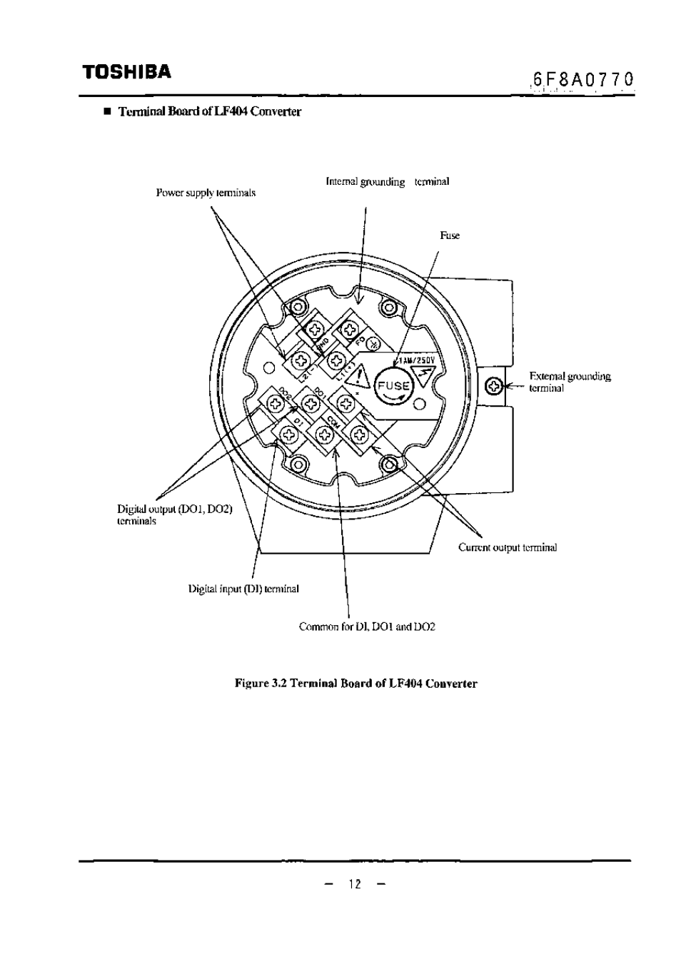 Terminal board ol'lf404 converter, Toshiba | Toshiba LF434 User Manual | Page 13 / 158