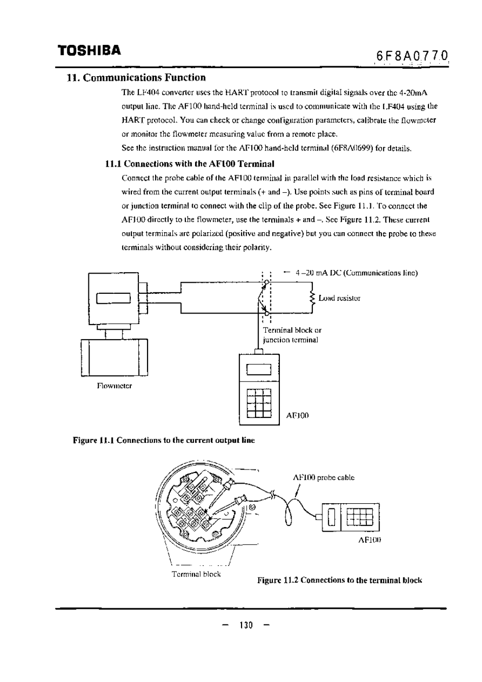 Communications function, 11*1 connections with the afloo terminal, Toshiba | Toshiba LF434 User Manual | Page 131 / 158