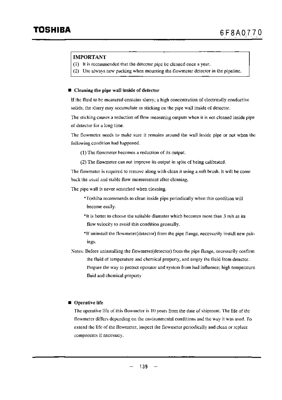 Important, Toshiba | Toshiba LF434 User Manual | Page 140 / 158
