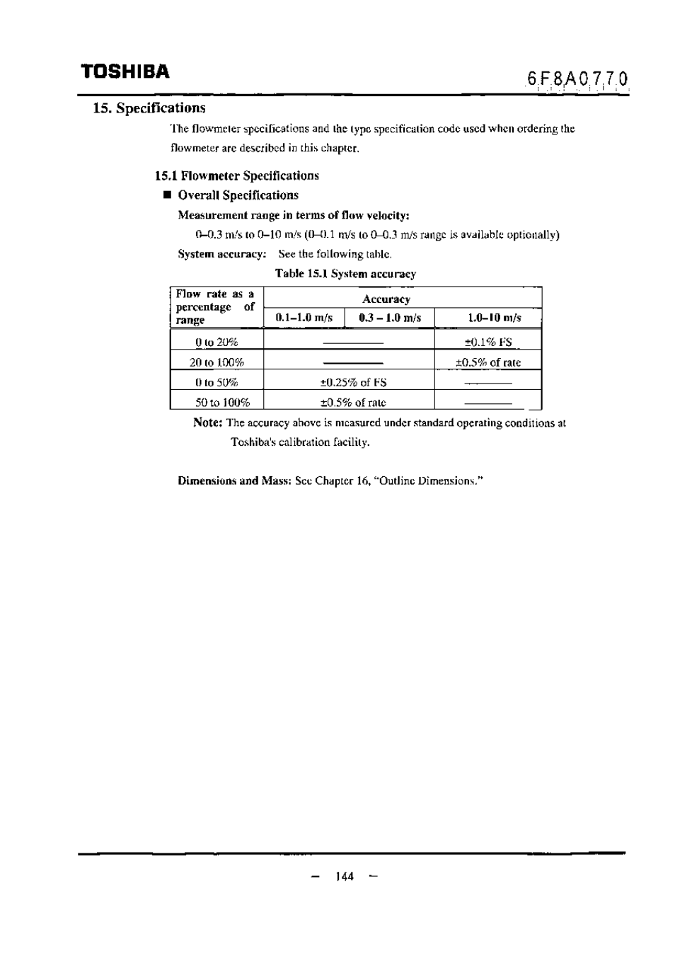 Specifications, Toshiba | Toshiba LF434 User Manual | Page 145 / 158