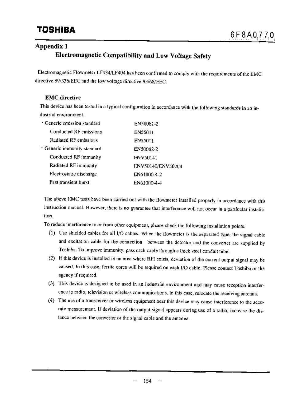 Appendix 1, Toshiba | Toshiba LF434 User Manual | Page 155 / 158