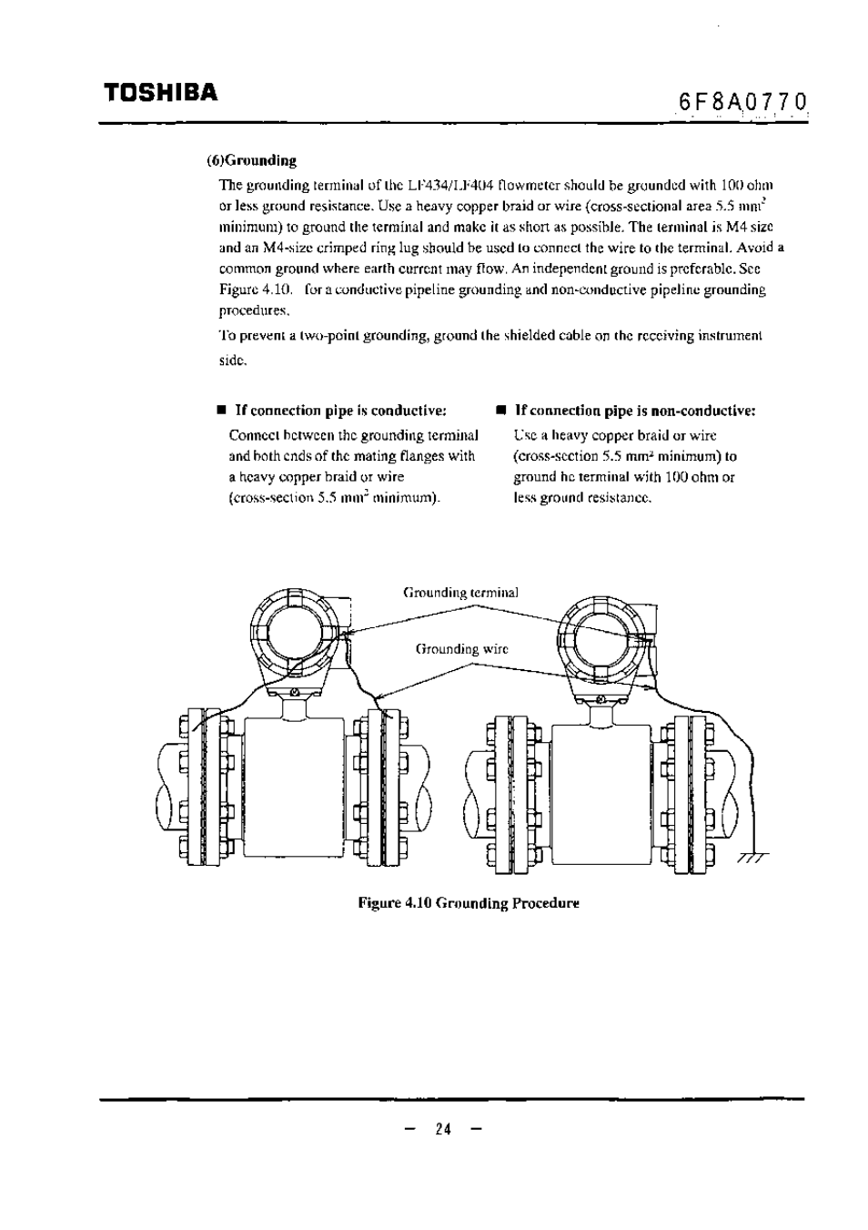 6)gruunding, If connection pipe is non-conductive, Toshiba | Toshiba LF434 User Manual | Page 25 / 158