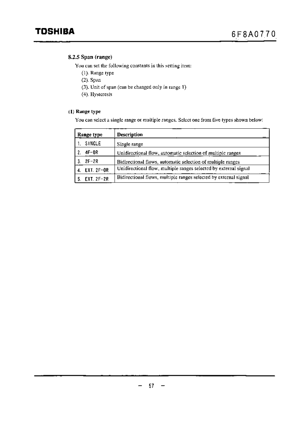 8,2,5 span (range), Toshiba | Toshiba LF434 User Manual | Page 58 / 158