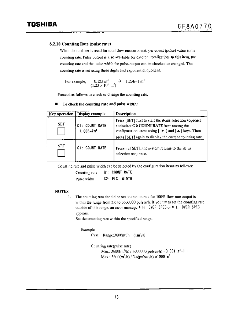 2,1э counting rate (pulse rate), Toshiba | Toshiba LF434 User Manual | Page 74 / 158