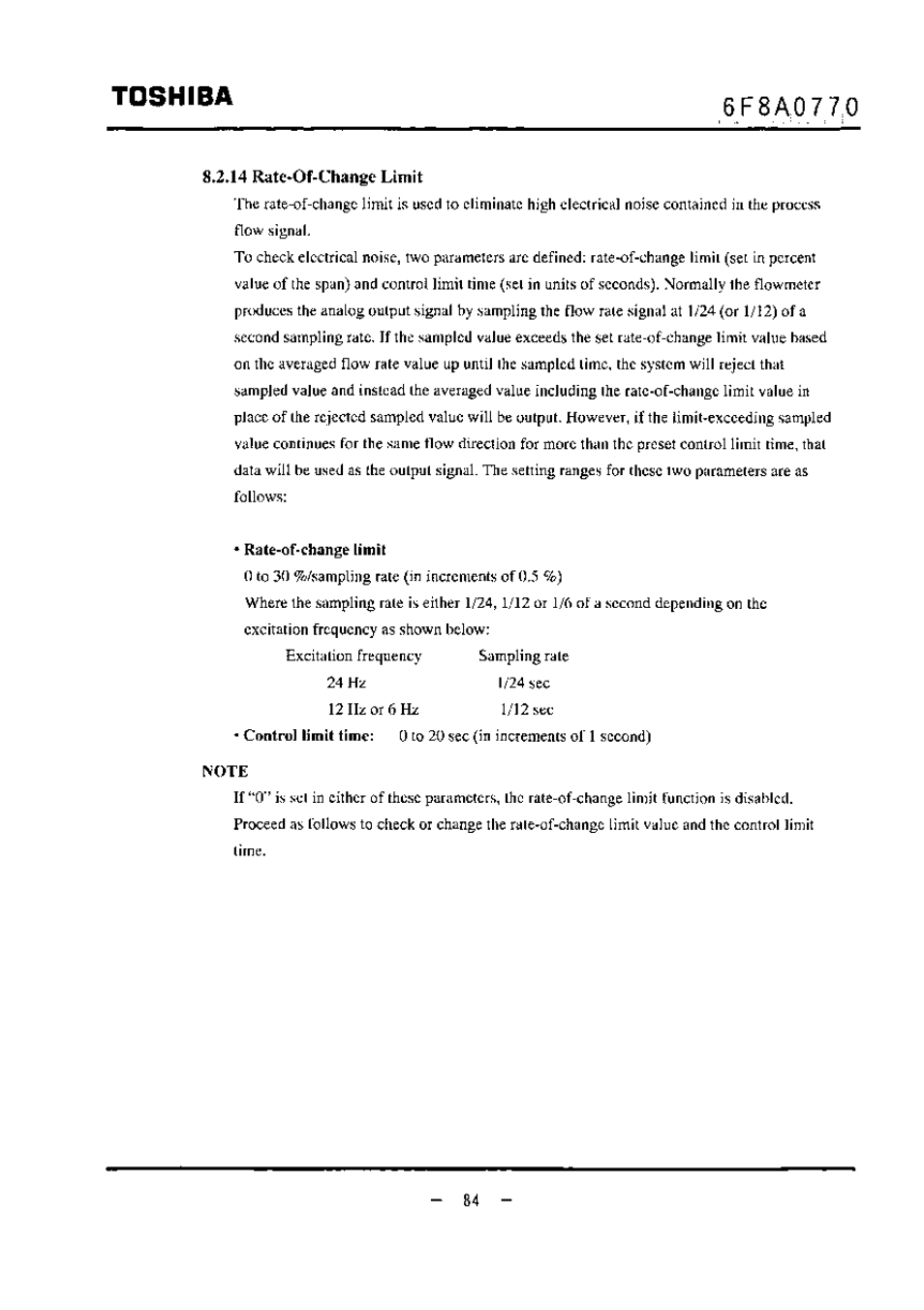S2a4 rate*of-change limit, Rate-of-chtmge limit, Note | Toshiba | Toshiba LF434 User Manual | Page 85 / 158