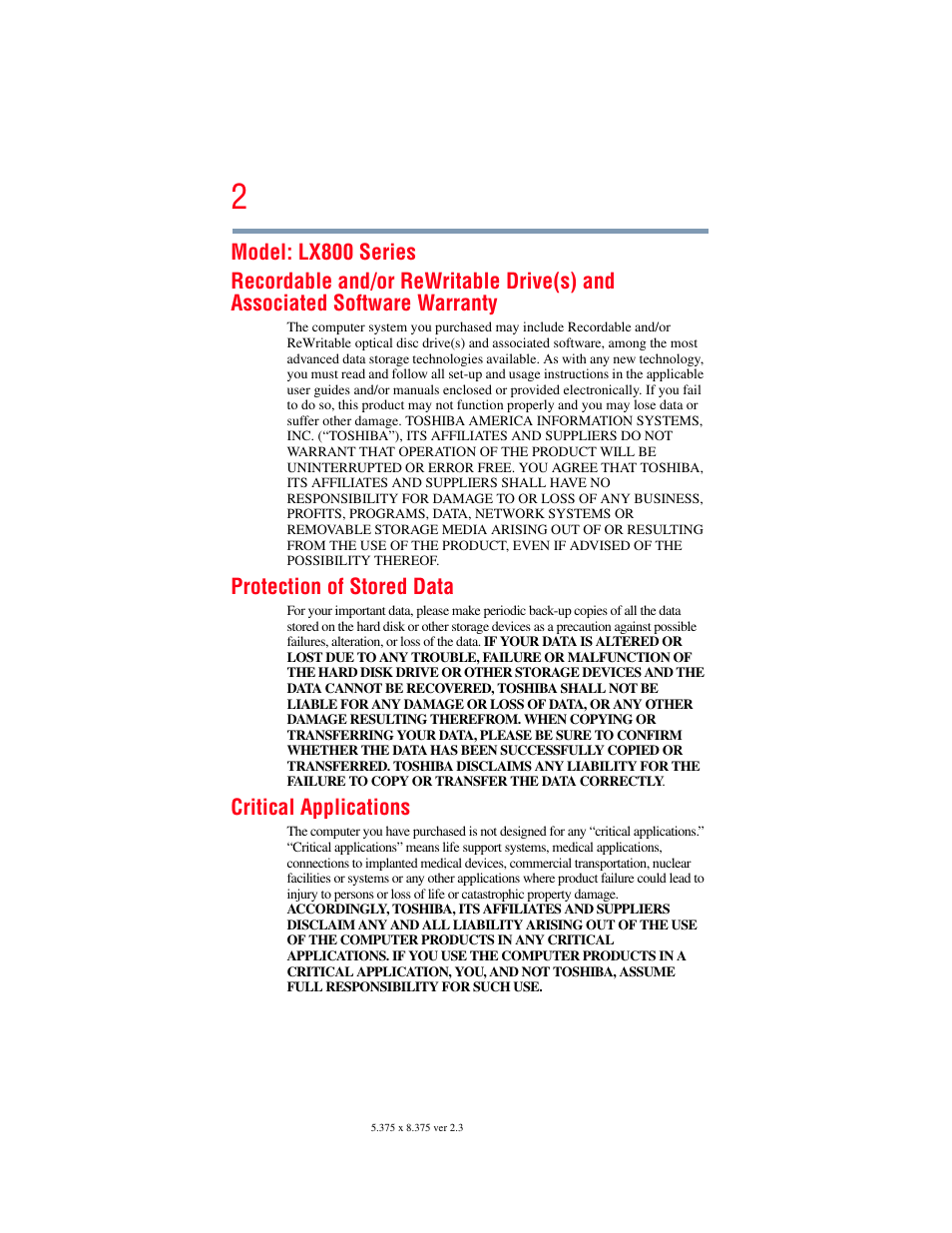 Toshiba LX800 User Manual | Page 2 / 159