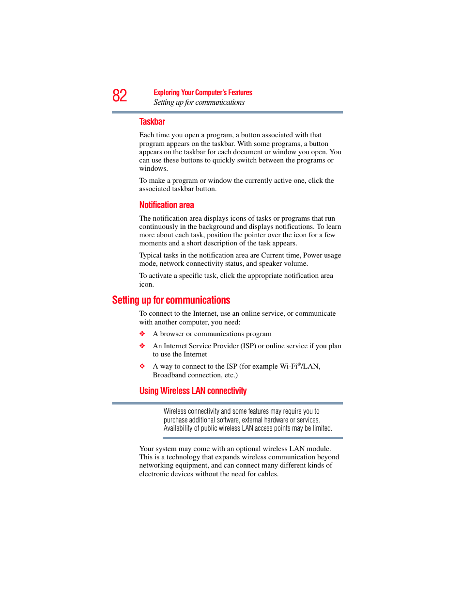 Setting up for communications | Toshiba LX800 User Manual | Page 82 / 159