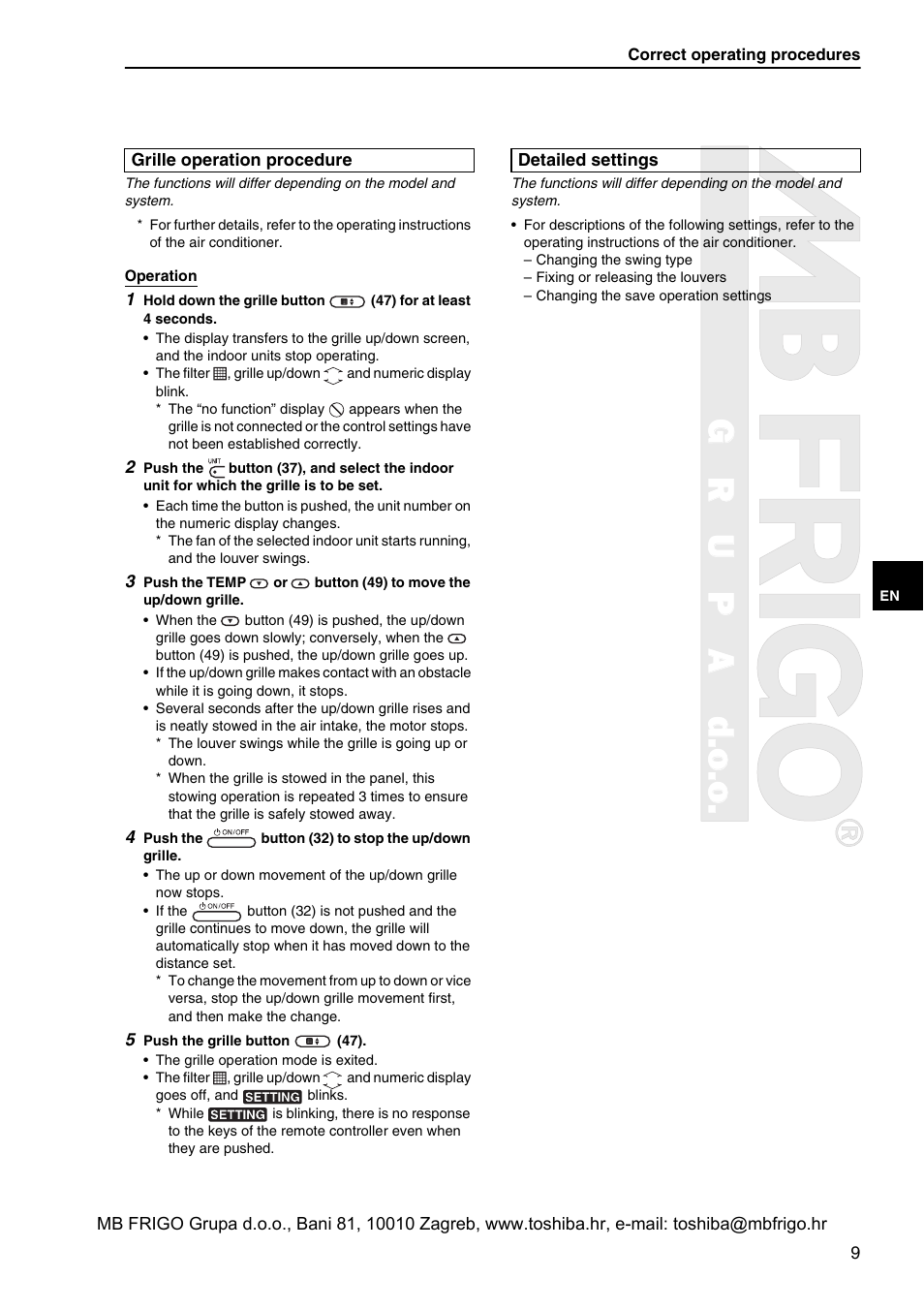 Grupad.o.o | Toshiba RBC-AMS41E User Manual | Page 10 / 21