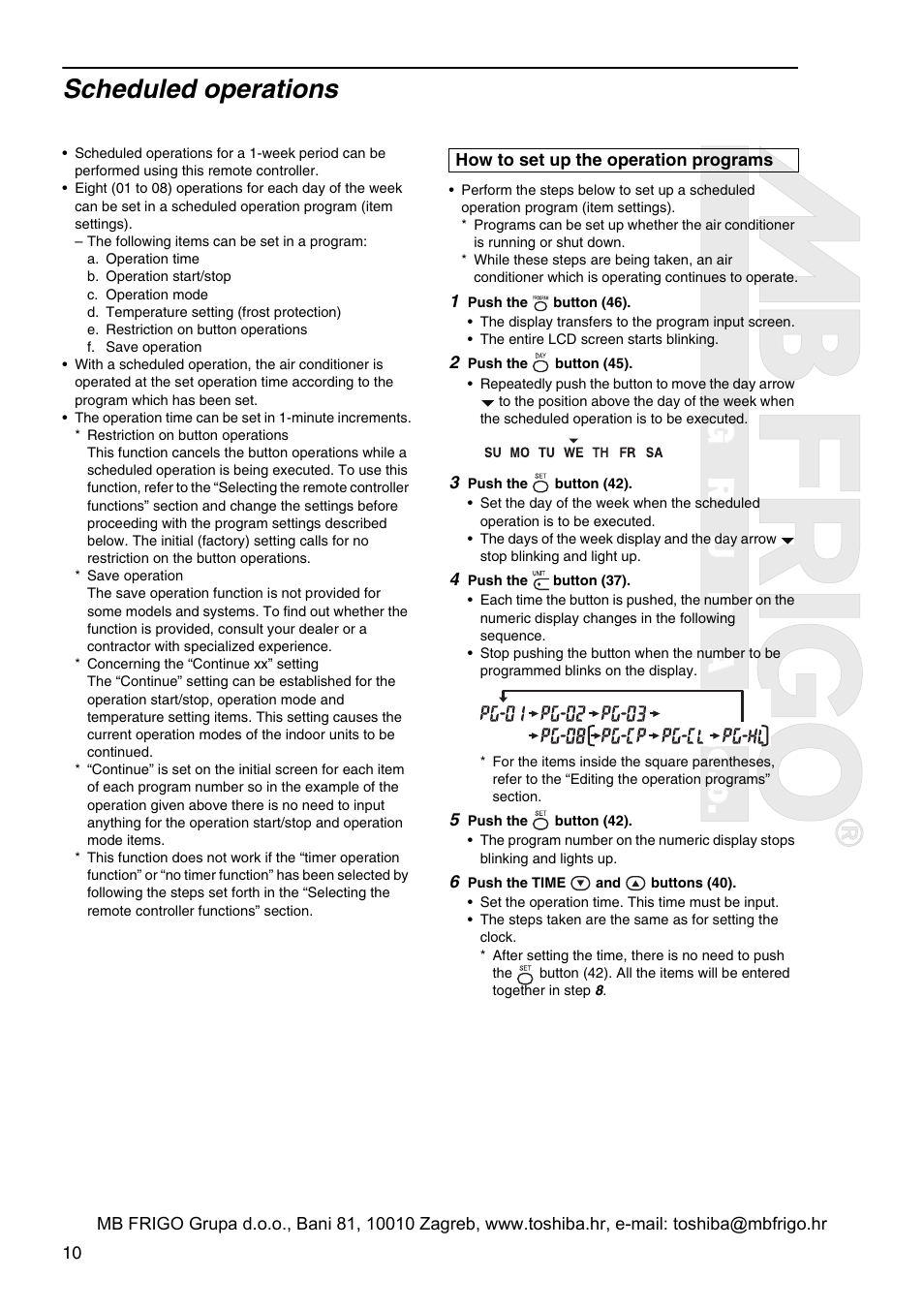 Grupad.o.o, Scheduled operations | Toshiba RBC-AMS41E User Manual | Page 11 / 21
