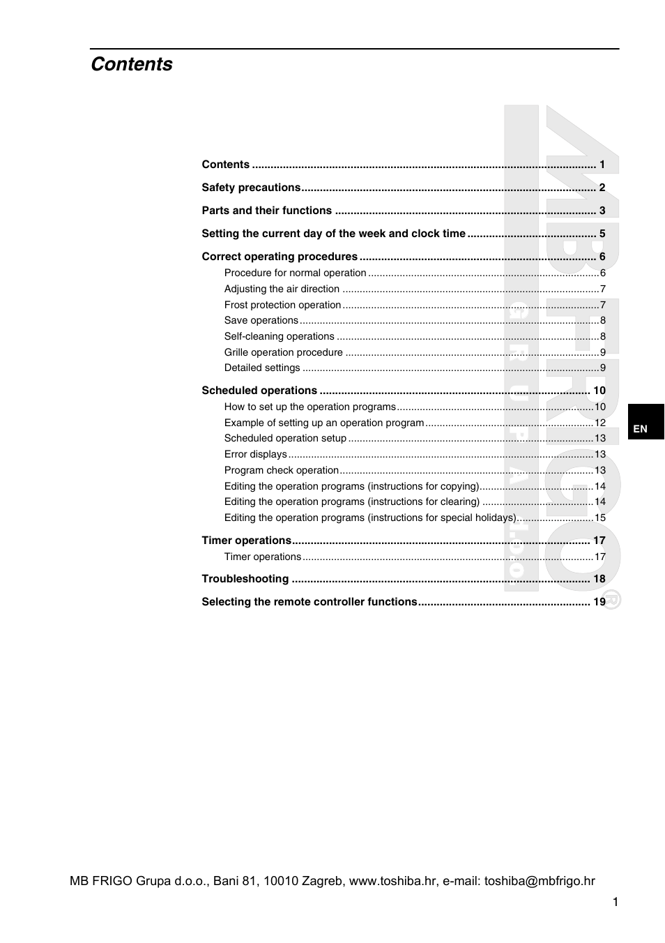 Toshiba RBC-AMS41E User Manual | Page 2 / 21