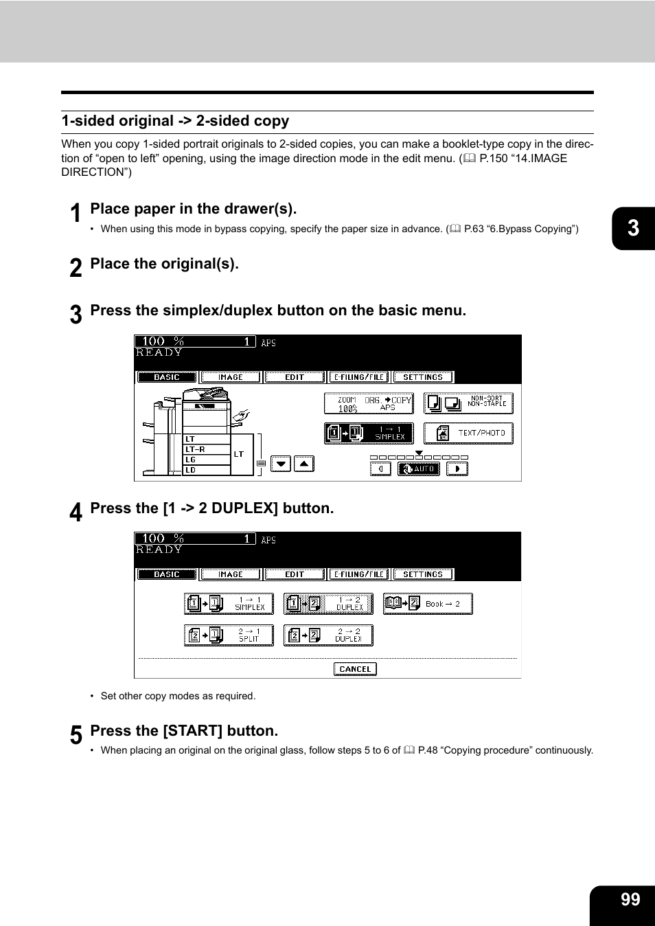 Sided original -> 2-sided copy | Toshiba E-STUDIO 850 User Manual | Page 101 / 338
