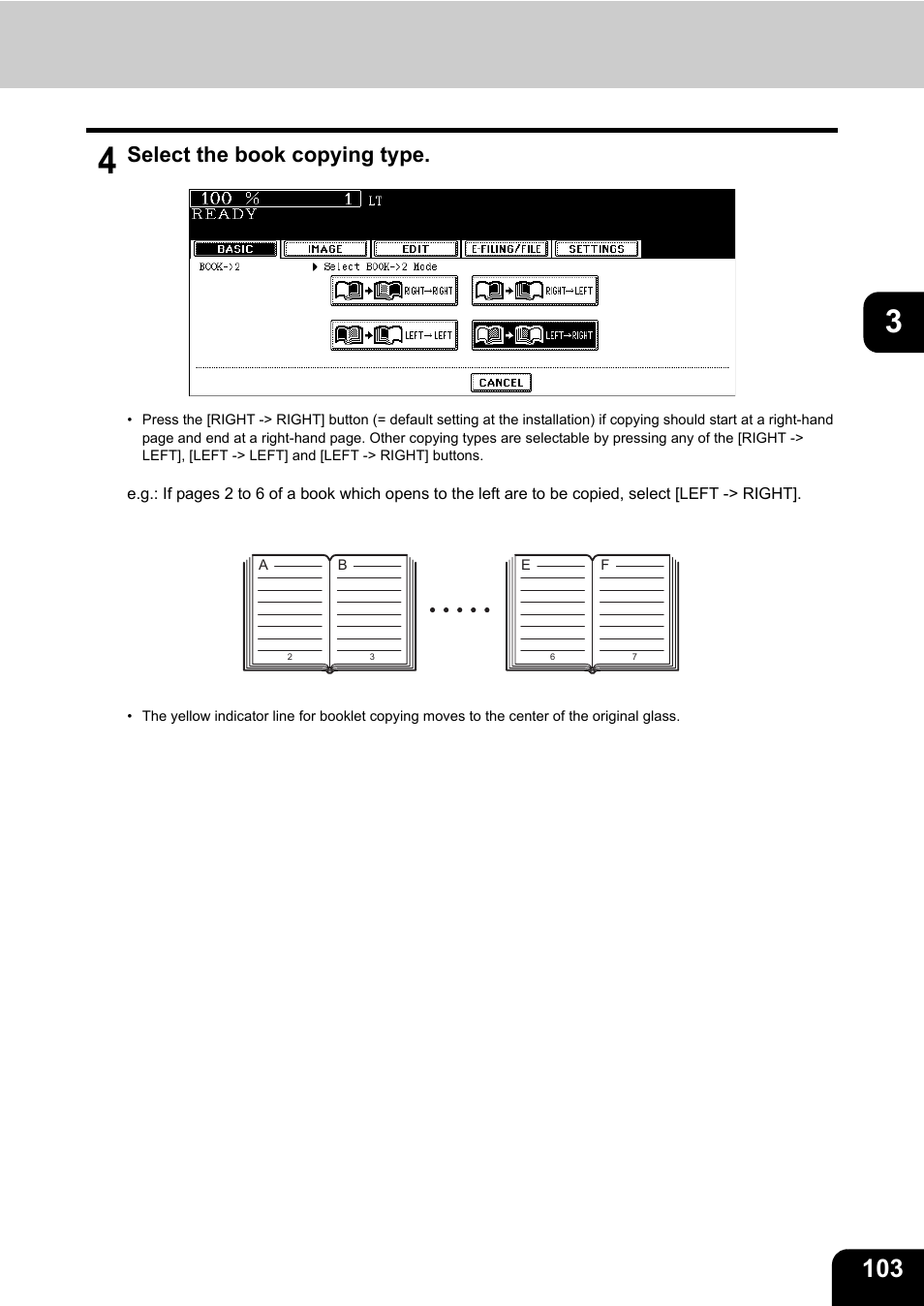 Select the book copying type | Toshiba E-STUDIO 850 User Manual | Page 105 / 338