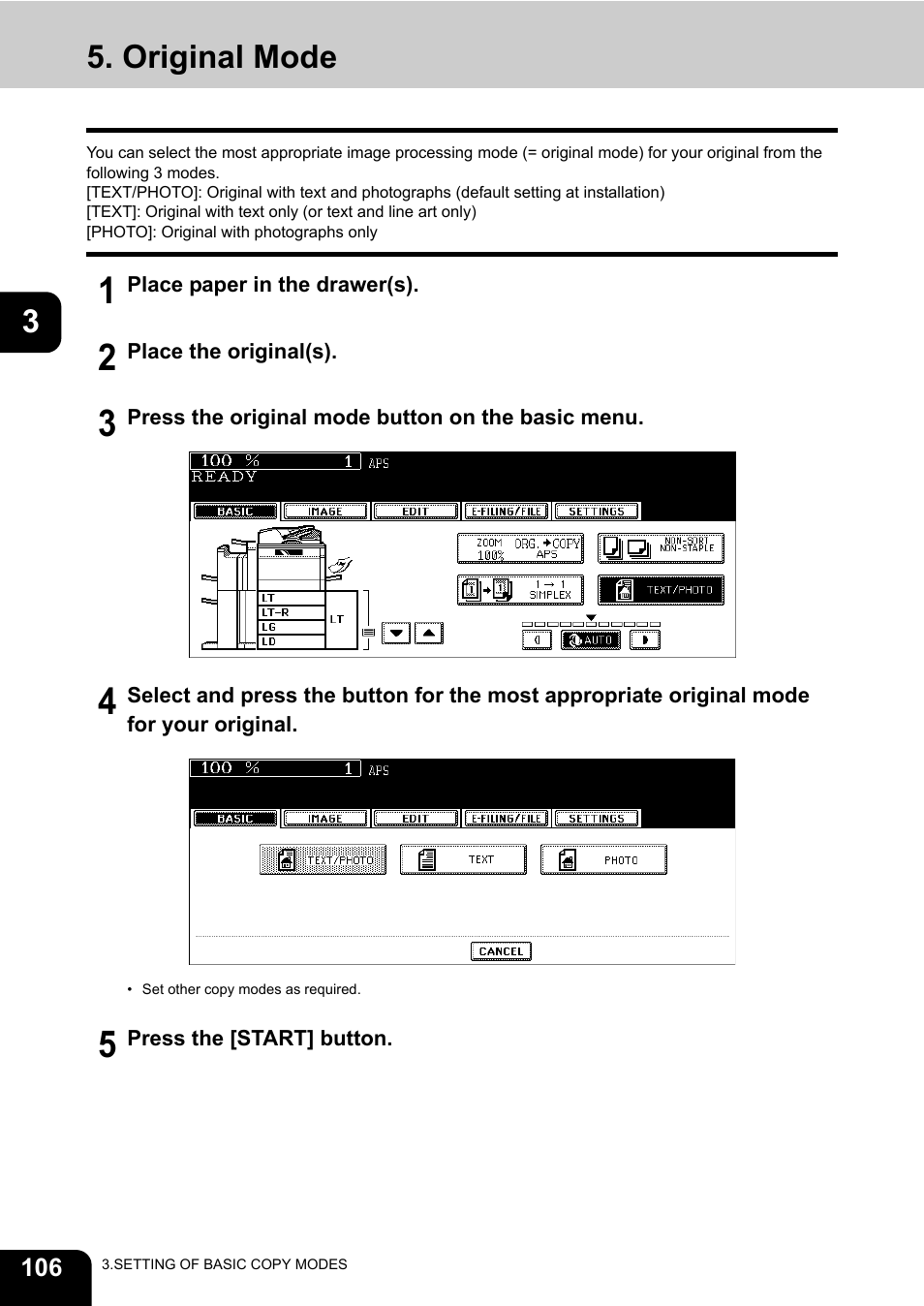 Original mode | Toshiba E-STUDIO 850 User Manual | Page 108 / 338