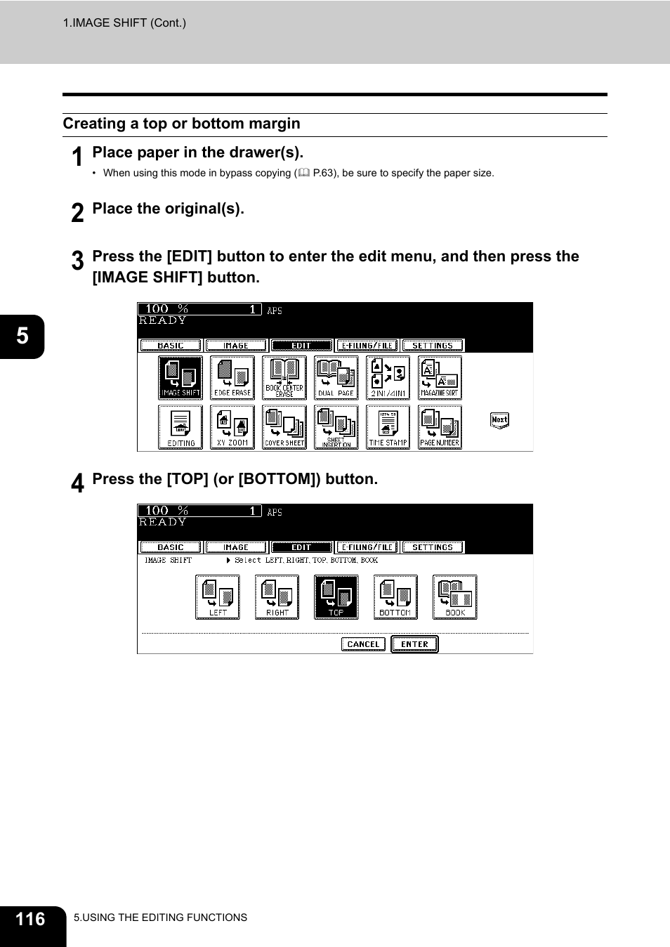 Creating a top or bottom margin | Toshiba E-STUDIO 850 User Manual | Page 118 / 338