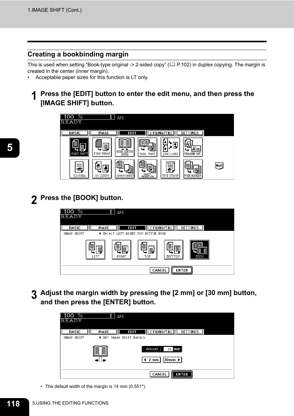 Creating a bookbinding margin | Toshiba E-STUDIO 850 User Manual | Page 120 / 338