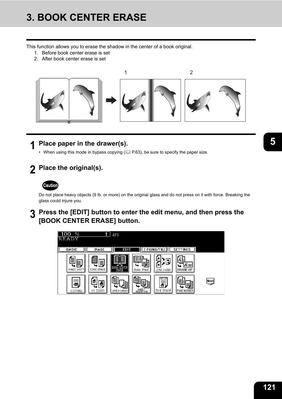 Book center erase | Toshiba E-STUDIO 850 User Manual | Page 123 / 338