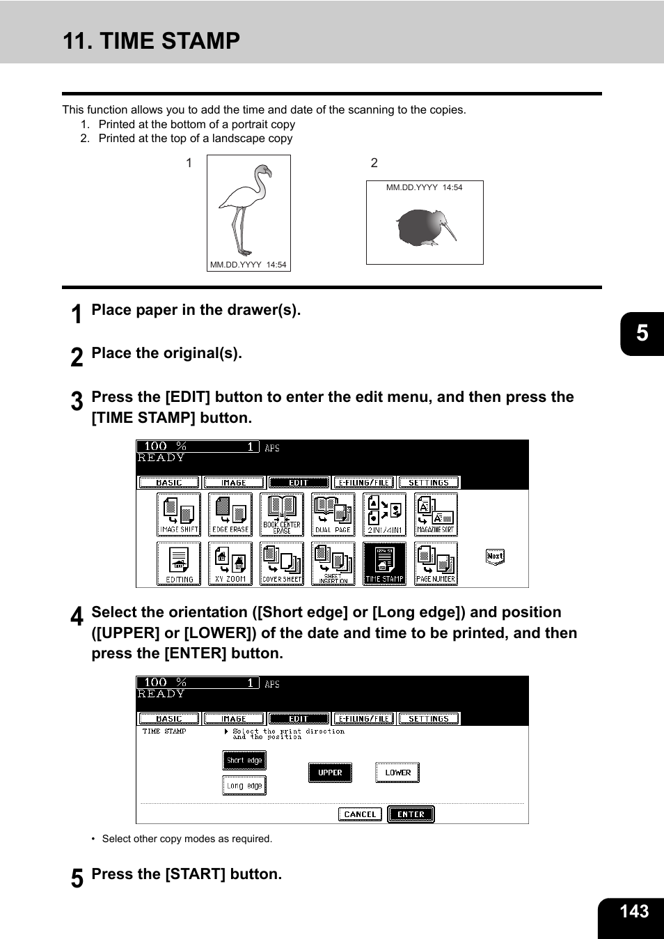 Time stamp | Toshiba E-STUDIO 850 User Manual | Page 145 / 338