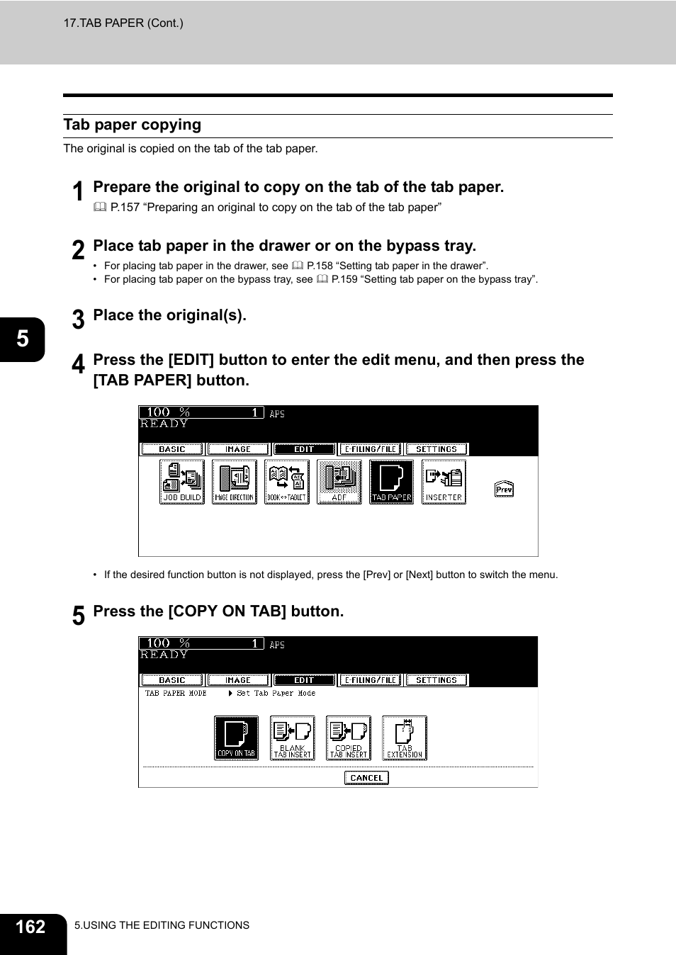 Tab paper copying | Toshiba E-STUDIO 850 User Manual | Page 164 / 338