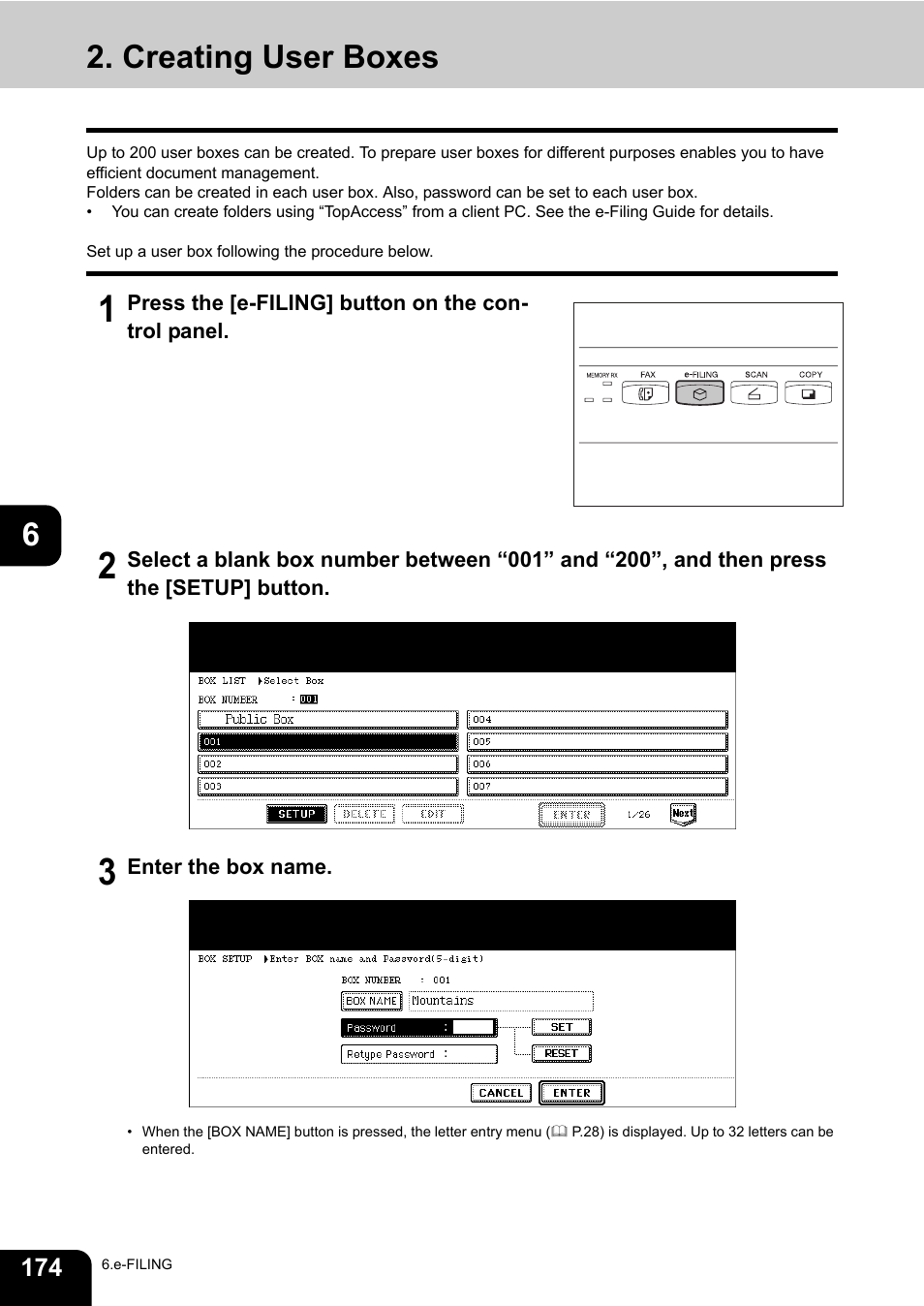 Creating user boxes | Toshiba E-STUDIO 850 User Manual | Page 176 / 338