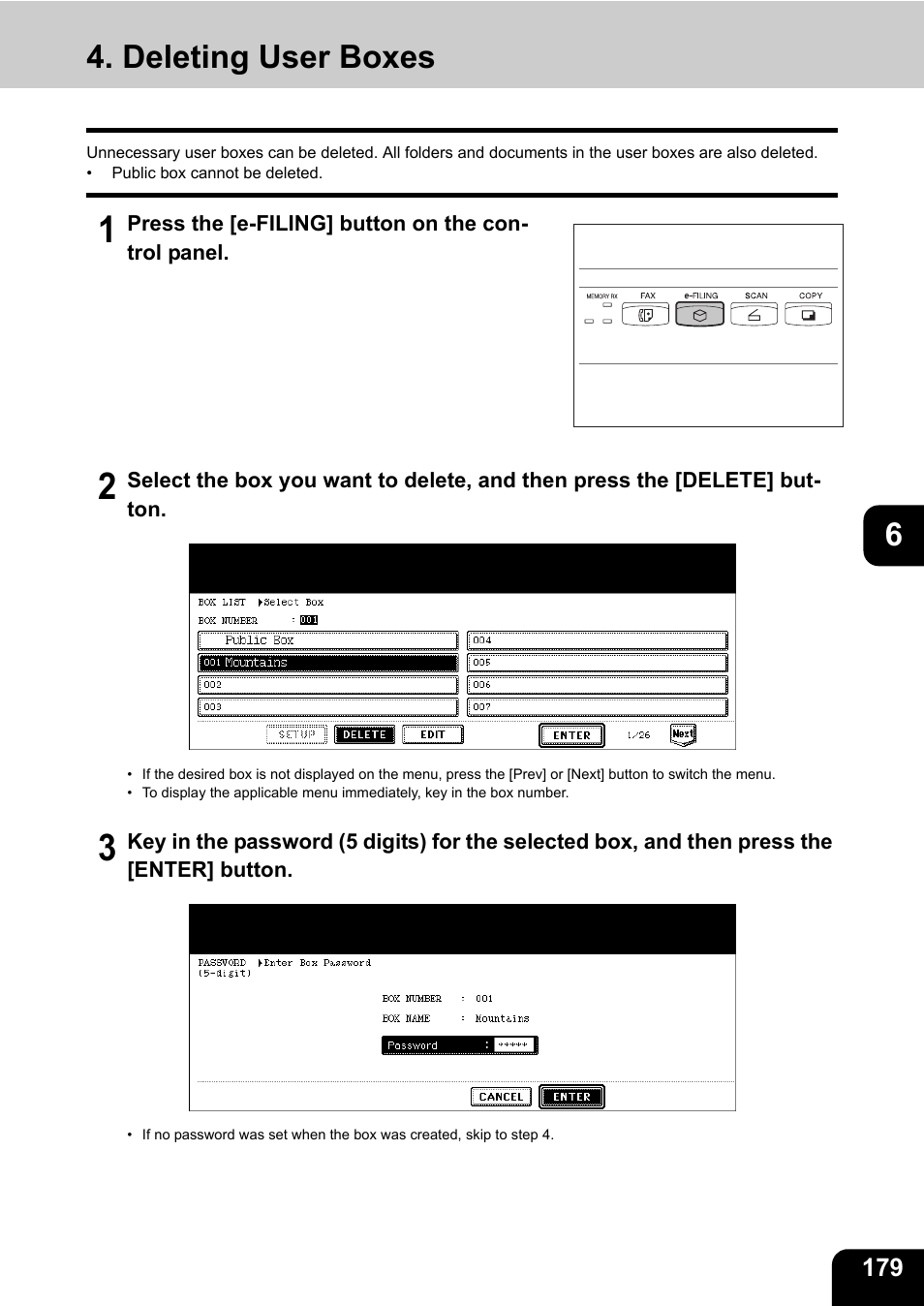 Deleting user boxes | Toshiba E-STUDIO 850 User Manual | Page 181 / 338