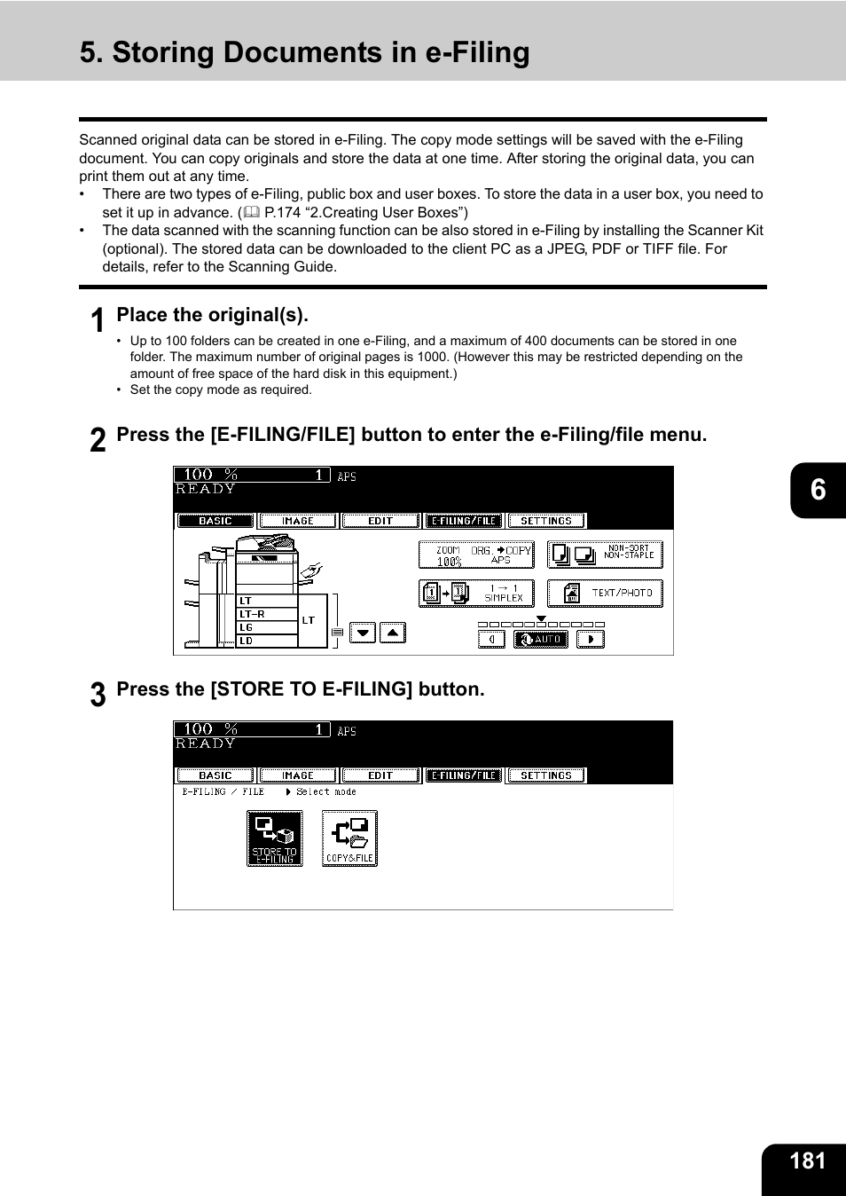 Storing documents in e-filing | Toshiba E-STUDIO 850 User Manual | Page 183 / 338