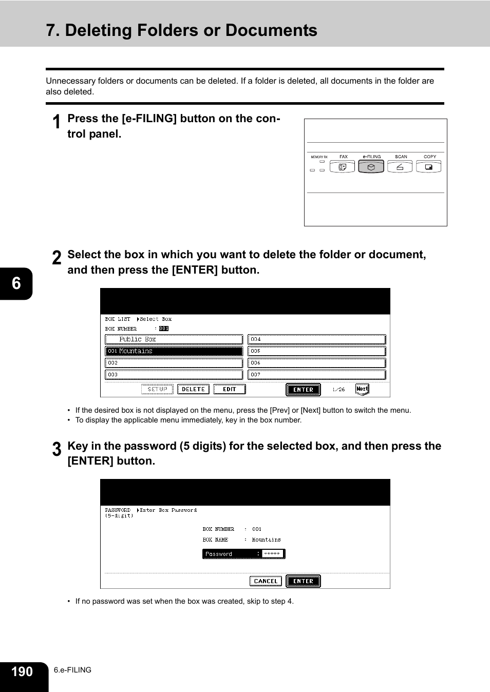 Deleting folders or documents | Toshiba E-STUDIO 850 User Manual | Page 192 / 338