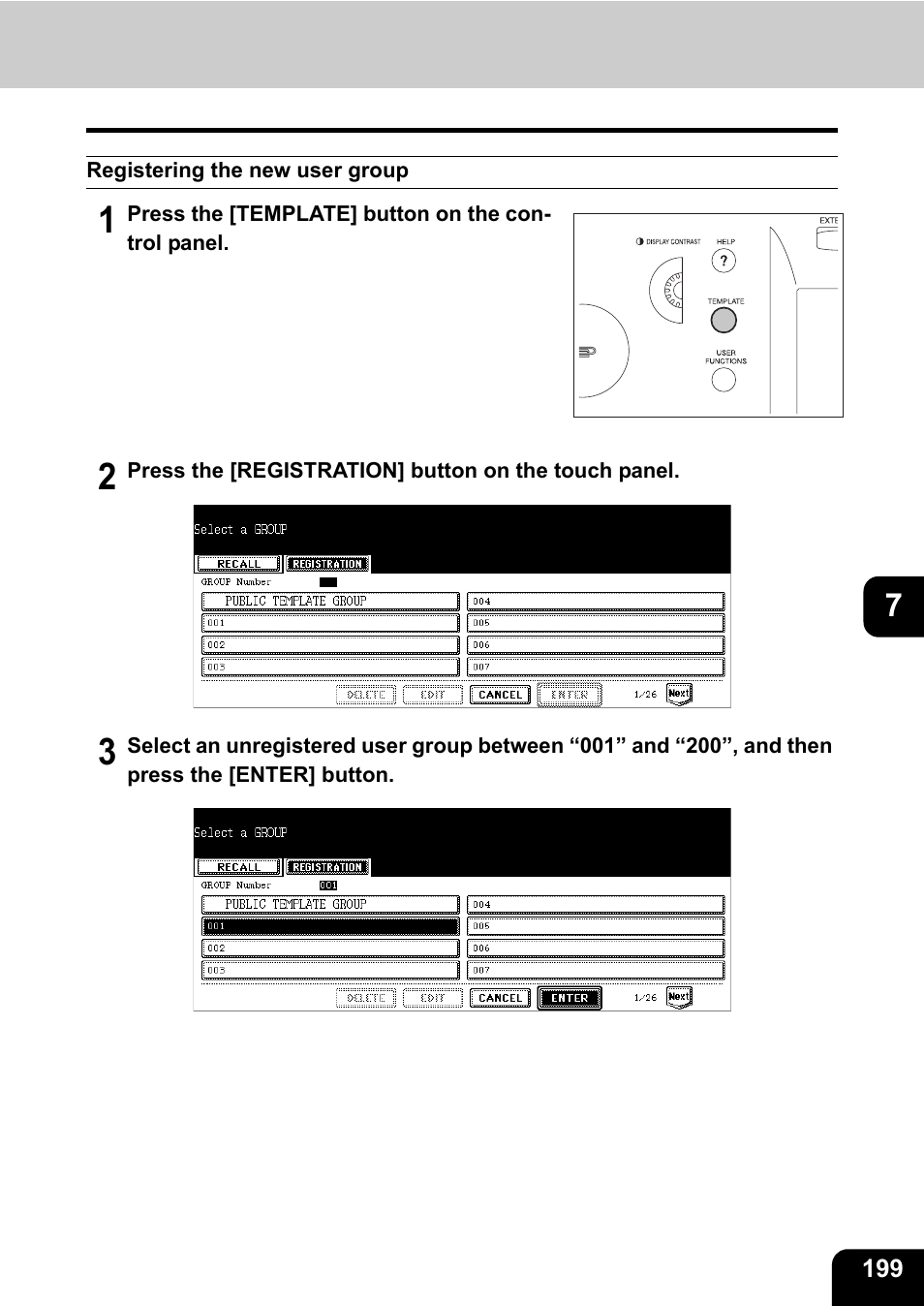 Registering the new user group | Toshiba E-STUDIO 850 User Manual | Page 201 / 338