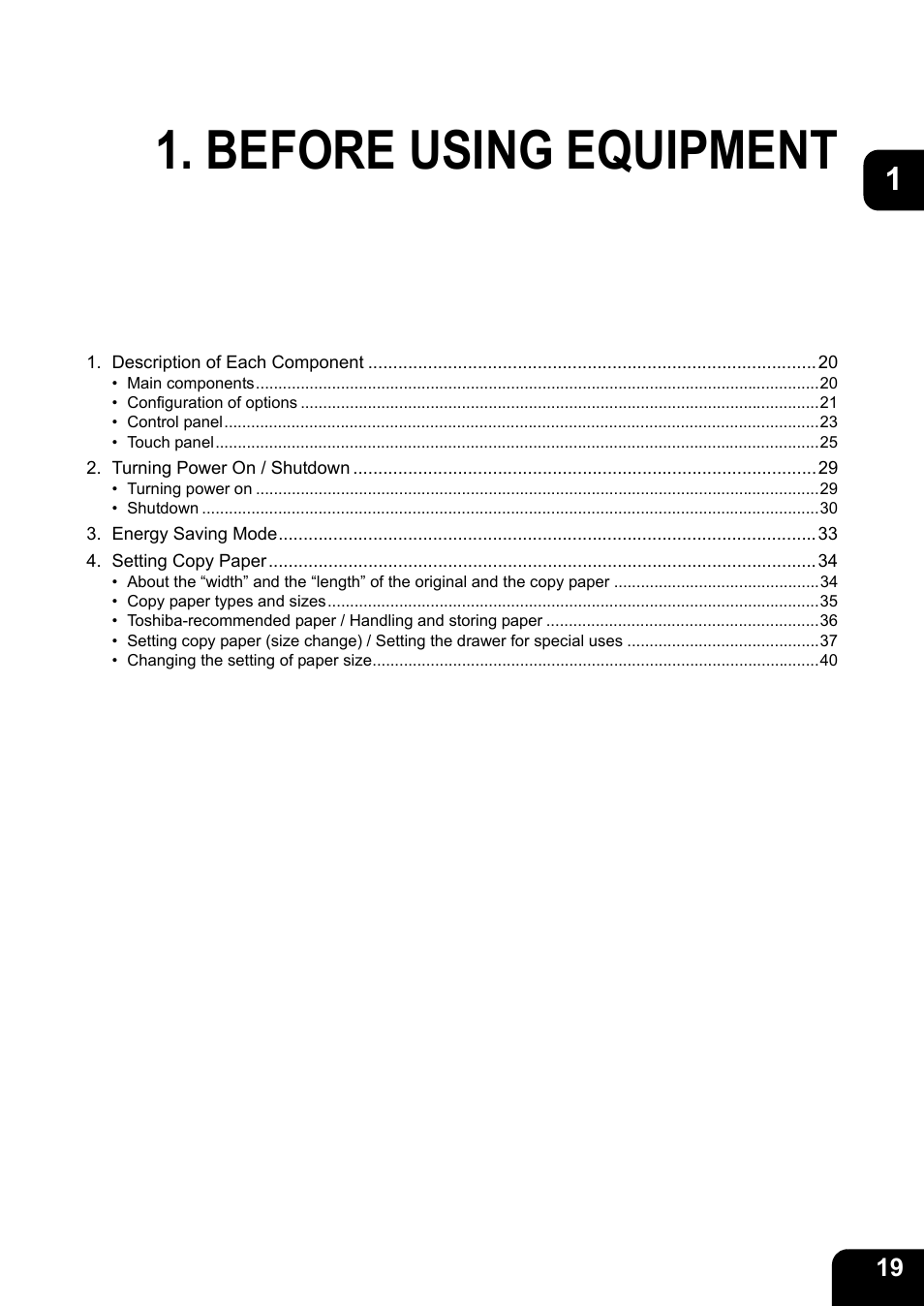 Before using equipment | Toshiba E-STUDIO 850 User Manual | Page 21 / 338