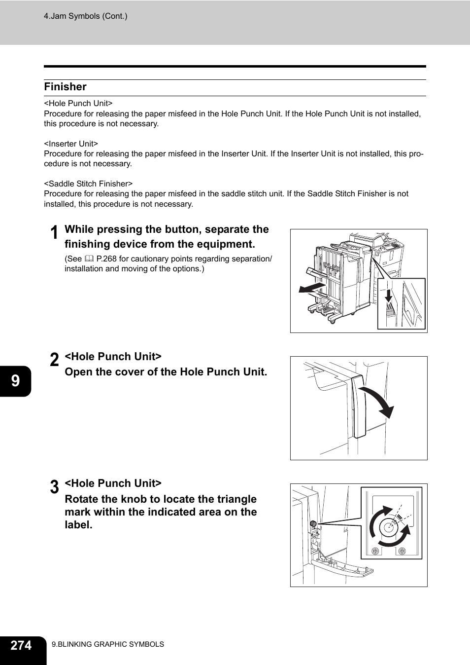 Finisher, P.274 | Toshiba E-STUDIO 850 User Manual | Page 276 / 338