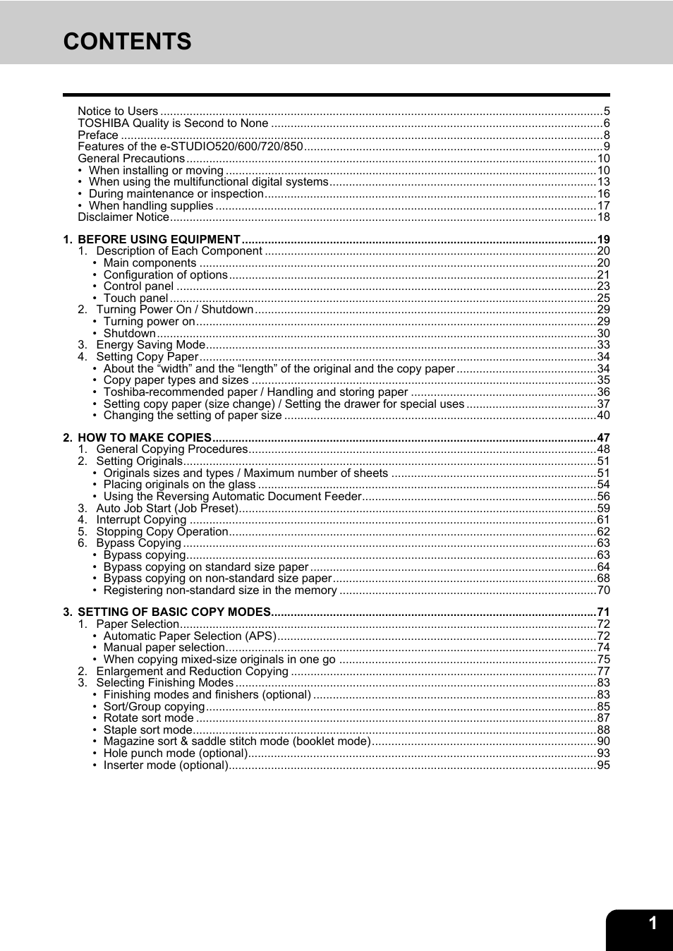 Toshiba E-STUDIO 850 User Manual | Page 3 / 338
